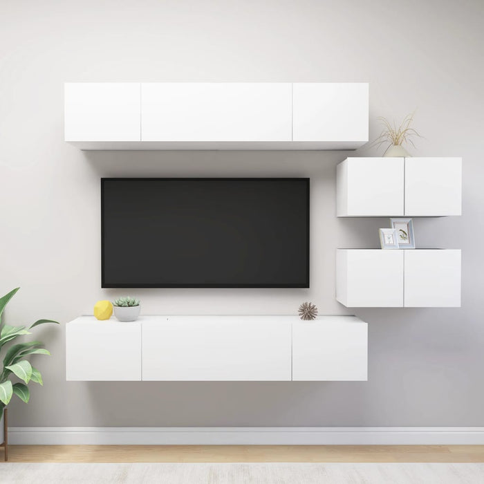 Set dulapuri TV, 6 piese, alb, lemn prelucrat WALTI