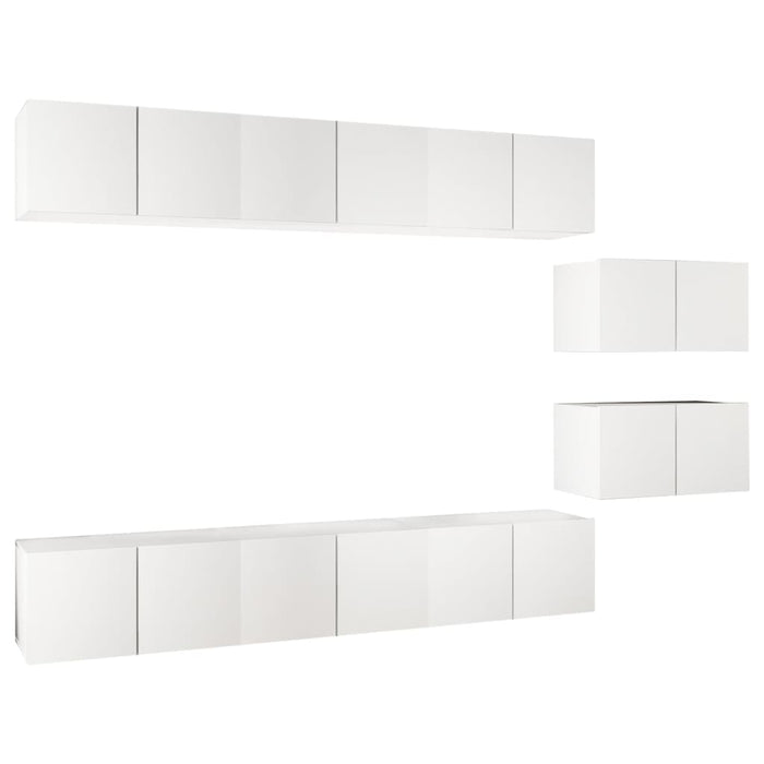 Set dulapuri TV, 8 piese, alb, lemn prelucrat - WALTI WALTI