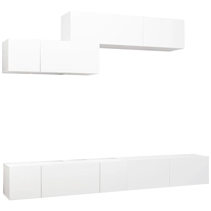 Set dulapuri TV, 6 piese, alb, lemn prelucrat - WALTI WALTI