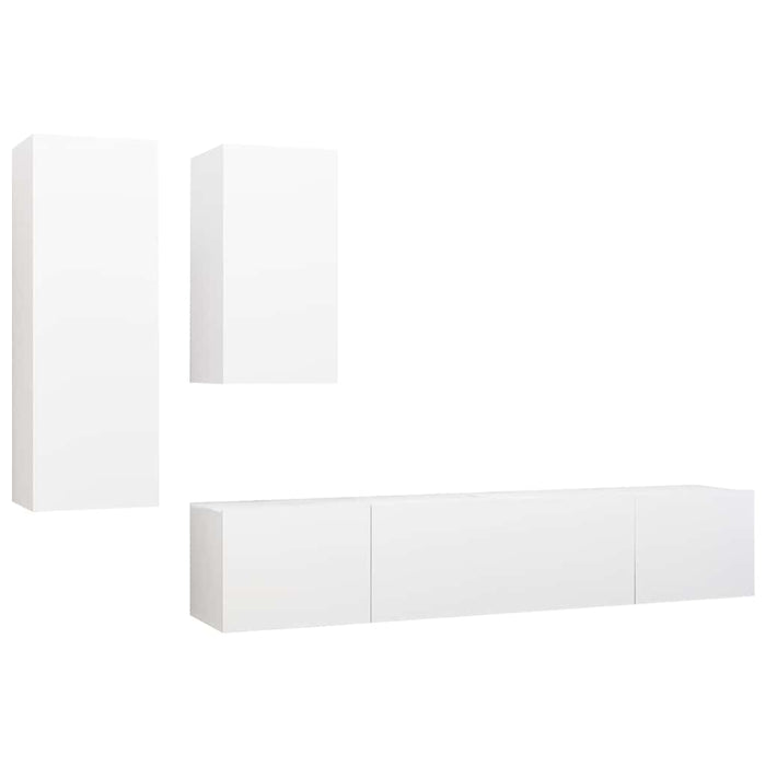 Set dulapuri TV, 4 piese, alb, lemn prelucrat - WALTI WALTI