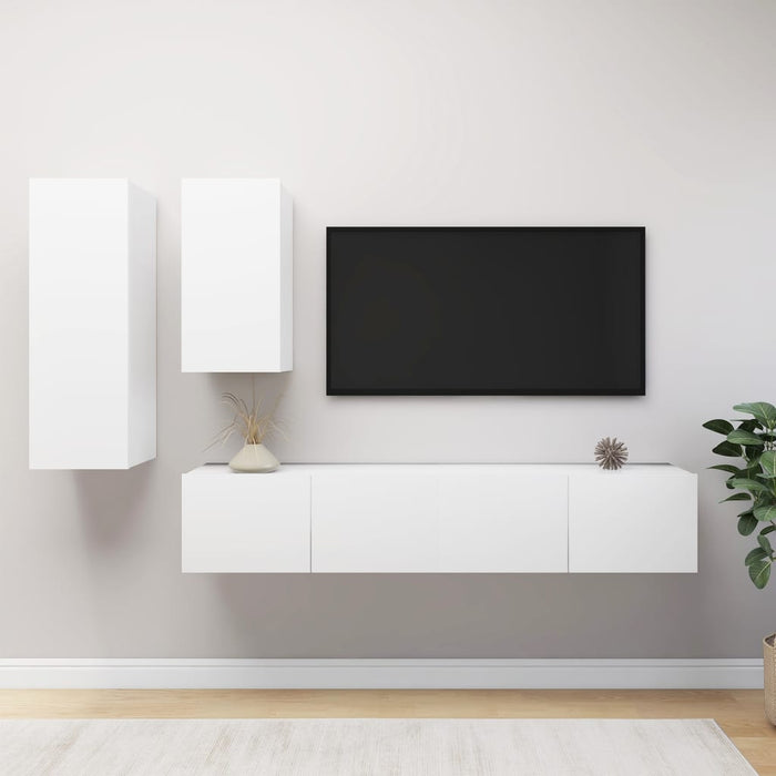 Set dulapuri TV, 4 piese, alb, lemn prelucrat - WALTI WALTI