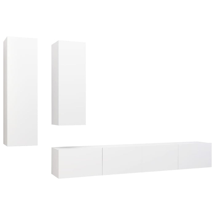Set dulapuri TV, 4 piese, alb, lemn prelucrat - WALTI WALTI