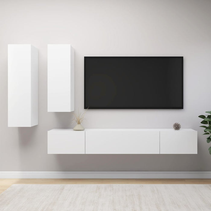 Set dulapuri TV, 4 piese, alb, lemn prelucrat - WALTI WALTI