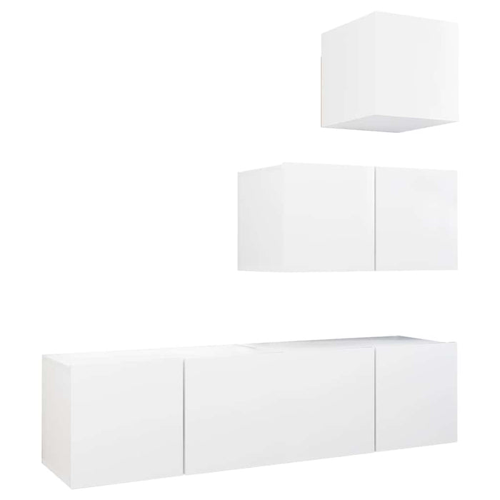 Set dulapuri TV, 4 piese, alb, lemn prelucrat - WALTI WALTI