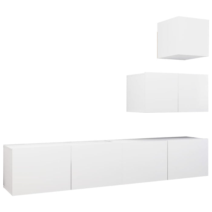 Set dulapuri TV, 4 piese, alb, lemn prelucrat WALTI