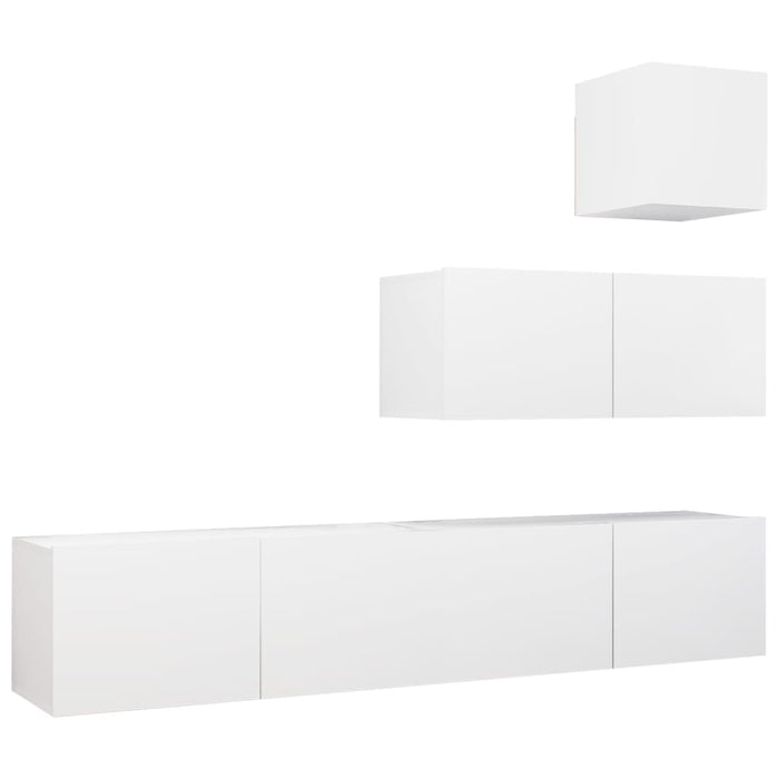 Set dulapuri TV, 4 piese, alb, lemn prelucrat - WALTI WALTI