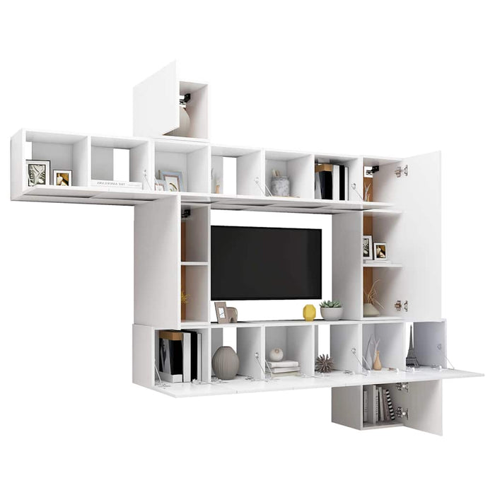 Set dulapuri TV, 10 piese, alb, lemn prelucrat - WALTI WALTI