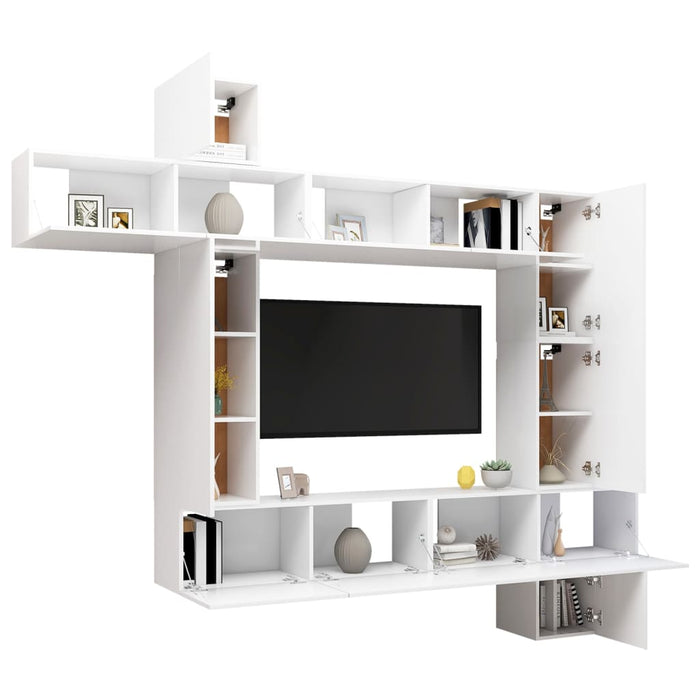 Set dulapuri TV, 9 piese, alb, lemn prelucrat - WALTI WALTI