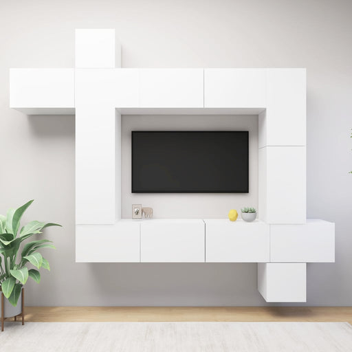 Set dulapuri TV, 9 piese, alb, lemn prelucrat - WALTI WALTI