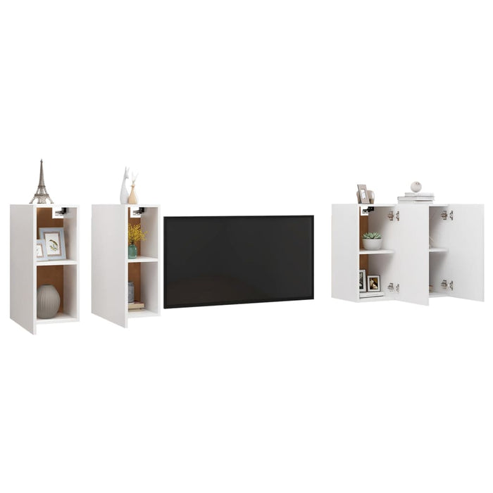 Dulapuri TV, 4 buc., alb, 30,5x30x60 cm, lemn prelucrat - WALTI WALTI