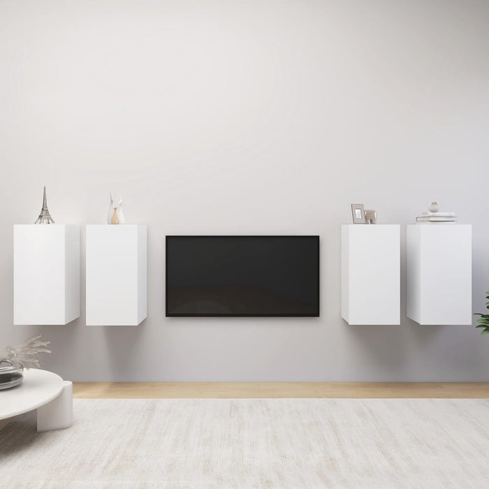 Dulapuri TV, 4 buc., alb, 30,5x30x60 cm, lemn prelucrat - WALTI WALTI