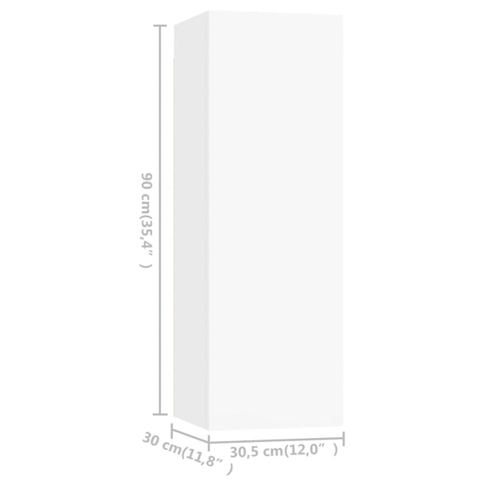 Dulapuri TV, 4 buc., alb, 30,5x30x90 cm, lemn prelucrat - WALTI WALTI