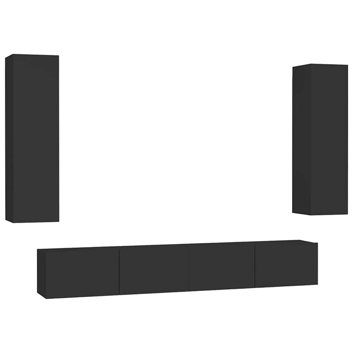 Set dulapuri TV, 4 piese, negru, lemn prelucrat WALTI