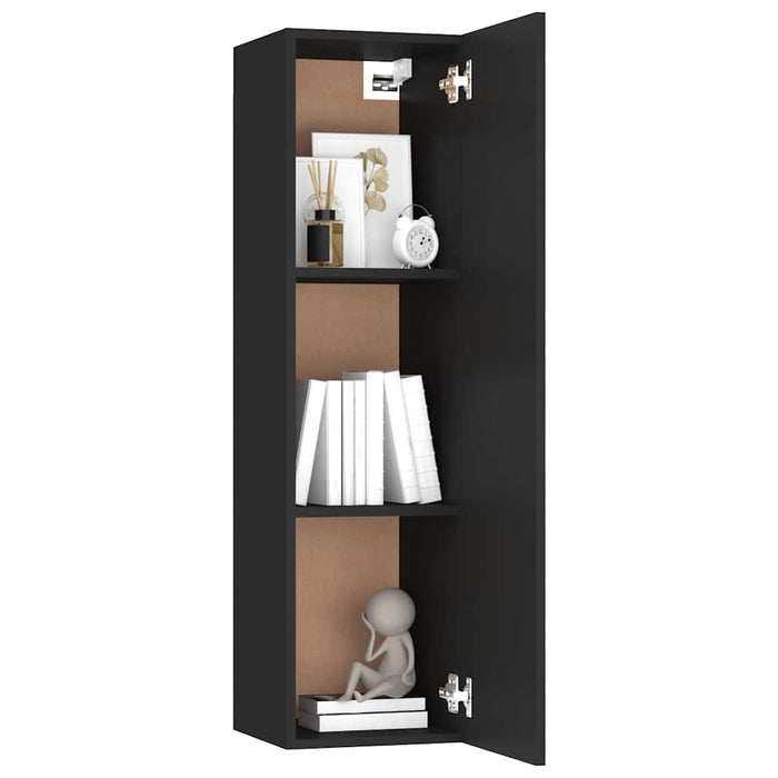 Set dulapuri TV, 4 piese, negru, lemn prelucrat WALTI