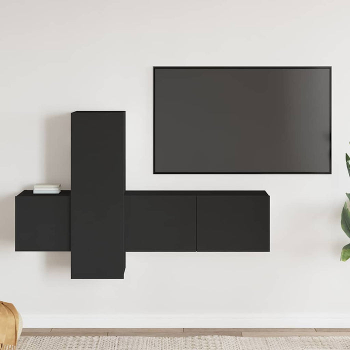 Set dulapuri TV, 3 buc., negru, lemn prelucrat WALTI