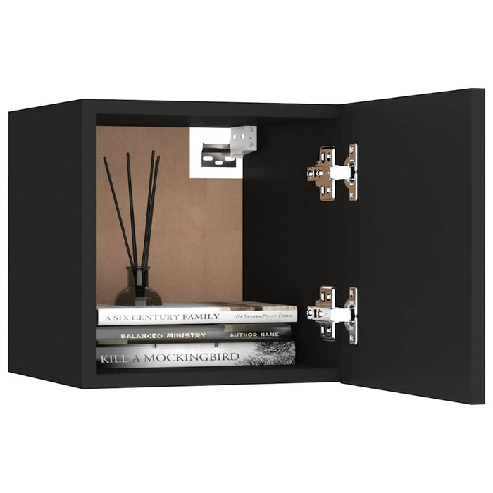 Set dulapuri TV, 7 piese, negru, lemn prelucrat WALTI