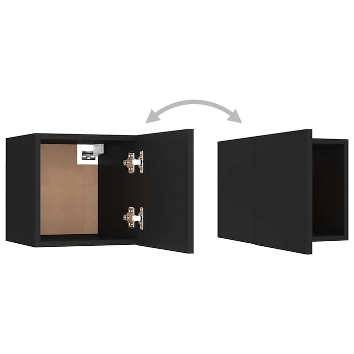 Set dulapuri TV, 7 piese, negru, lemn prelucrat WALTI