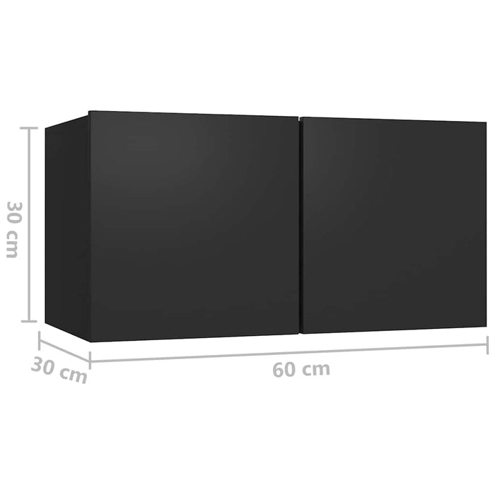 Set dulapuri TV, 7 piese, negru, lemn prelucrat WALTI