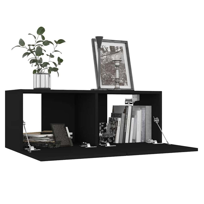 Set dulapuri TV, 4 buc., negru, lemn prelucrat WALTI