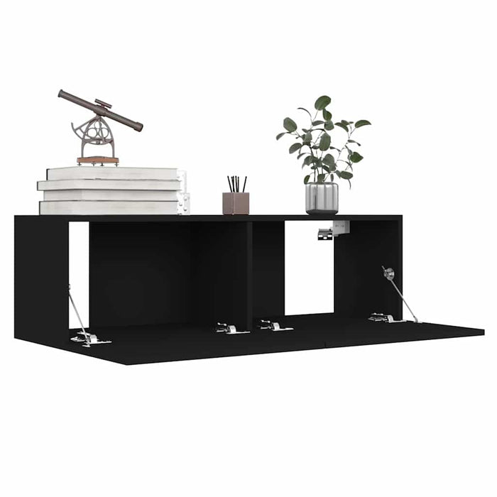 Set dulapuri TV, 4 piese, negru, lemn prelucrat WALTI