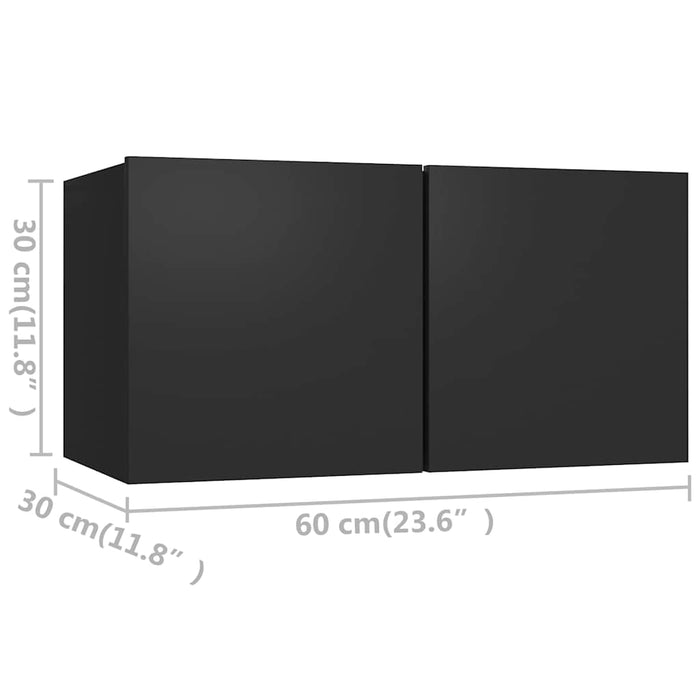 Set dulapuri TV, 6 piese, negru, lemn prelucrat WALTI