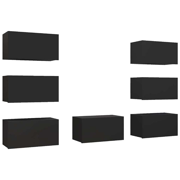 Dulapuri TV, 7 buc., negru, 30,5x30x60 cm, lemn prelucrat WALTI