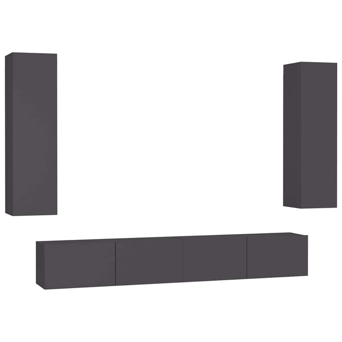 Set dulapuri TV, 4 piese, gri, lemn prelucrat WALTI