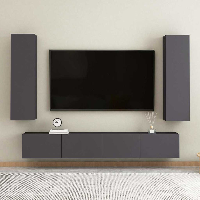 Set dulapuri TV, 4 piese, gri, lemn prelucrat WALTI