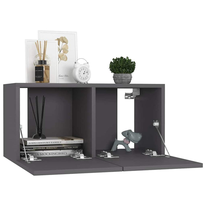 Set dulapuri TV, 8 piese, gri, lemn prelucrat WALTI