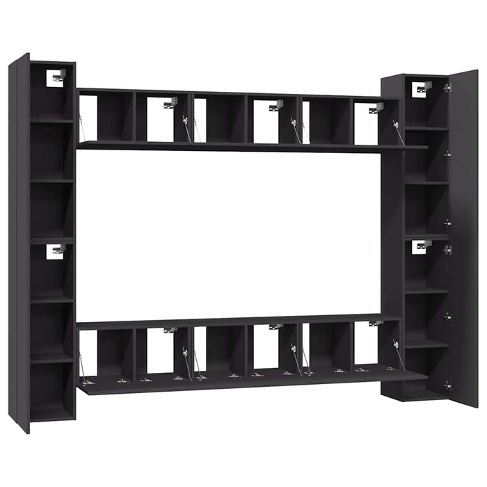 Set dulapuri TV, 10 piese, gri, lemn prelucrat WALTI