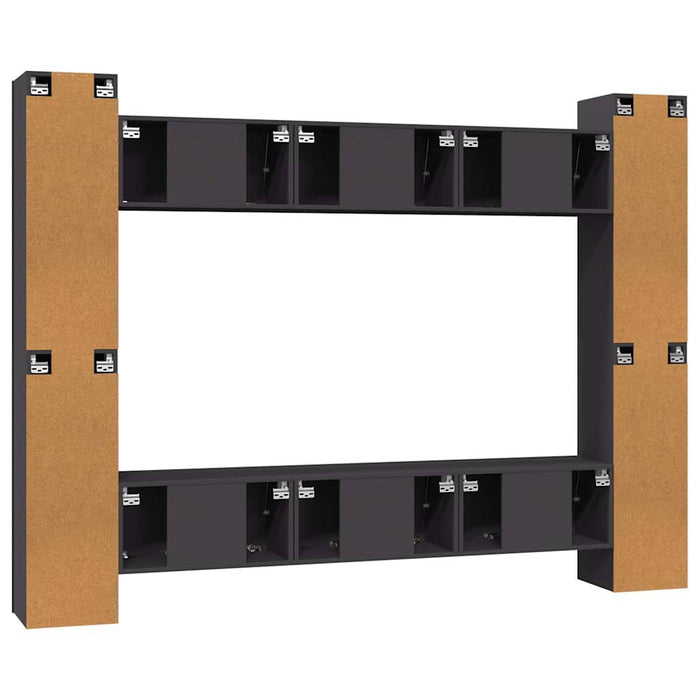 Set dulapuri TV, 10 piese, gri, lemn prelucrat WALTI