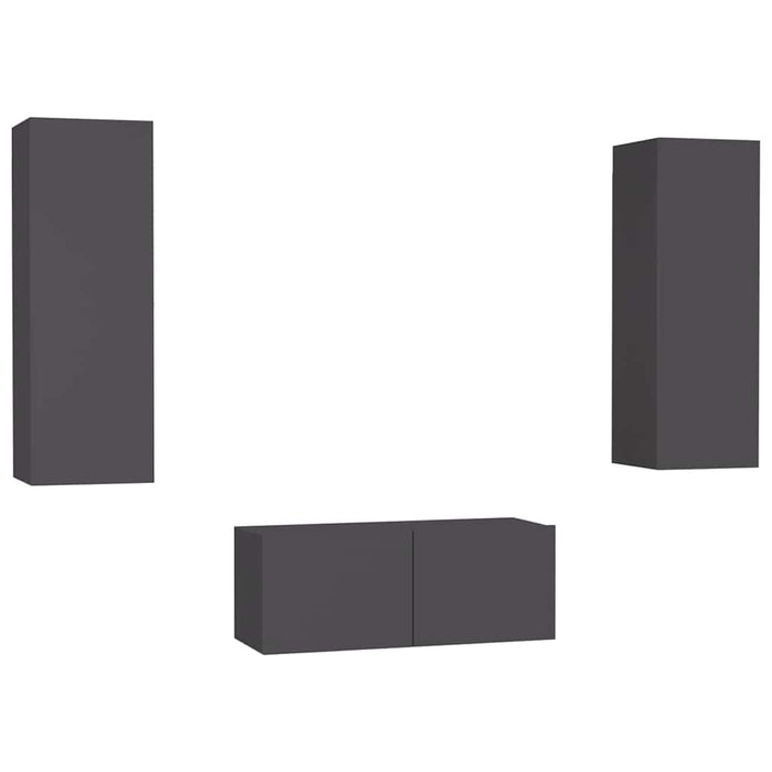 Set dulapuri TV, 3 piese, gri, lemn prelucrat WALTI