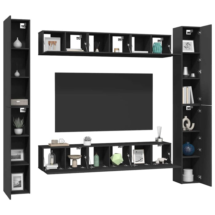 Set dulapuri TV, 6 piese, gri, lemn prelucrat WALTI