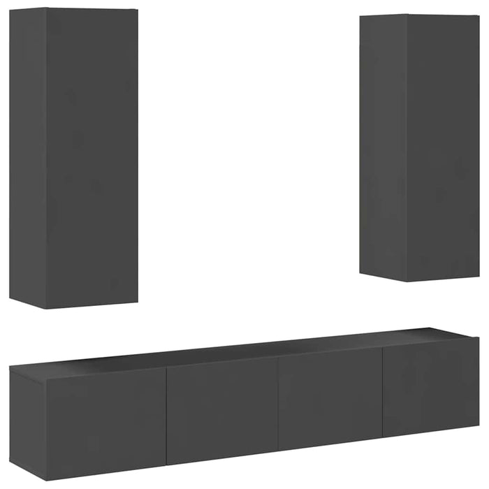 Set dulapuri TV, 4 piese, gri, lemn prelucrat WALTI