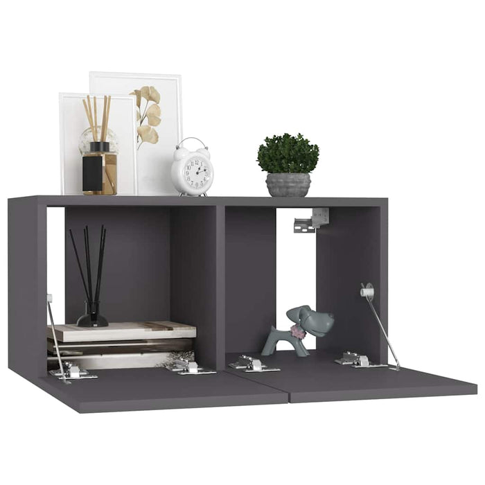 Set dulapuri TV, 8 piese, gri, lemn prelucrat WALTI