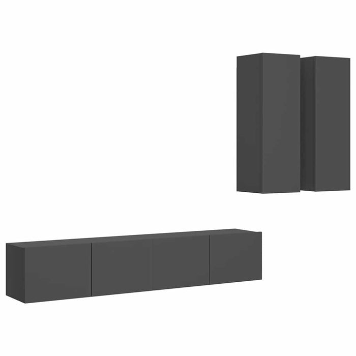Set dulapuri TV, 4 piese, gri, lemn prelucrat WALTI