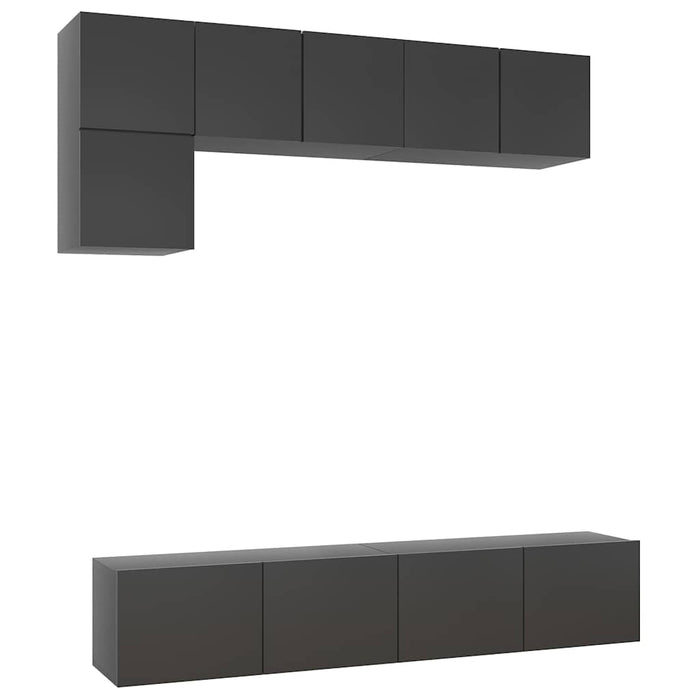 Set dulapuri TV, 5 piese, gri, lemn prelucrat WALTI