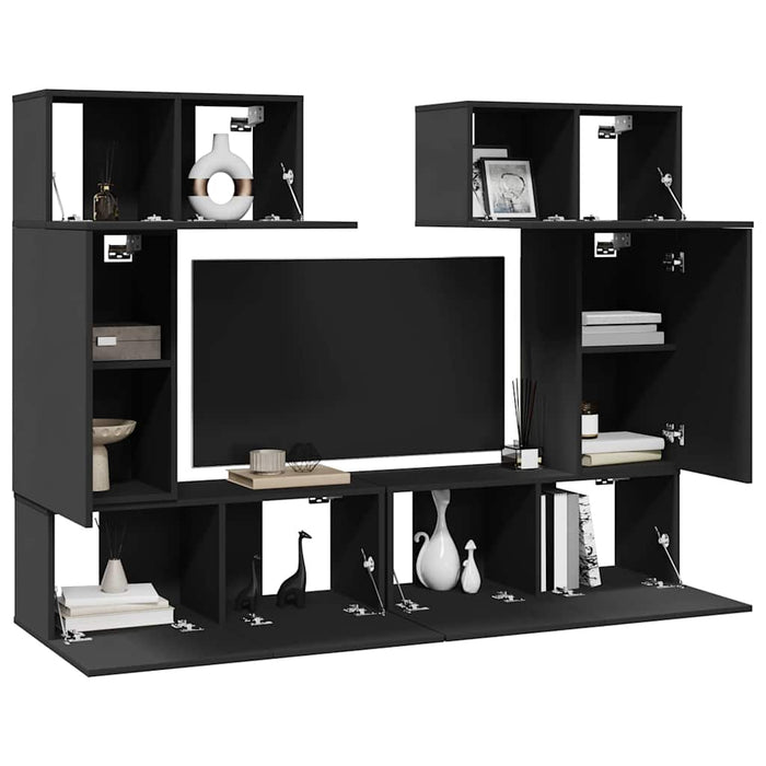 Set dulapuri TV, 6 piese, gri, lemn prelucrat WALTI