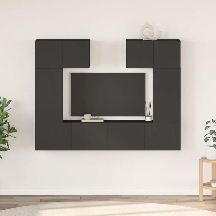 Set dulapuri TV, 6 piese, gri, lemn prelucrat WALTI