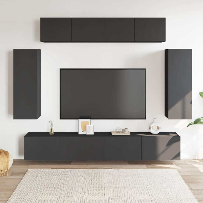 Set dulapuri TV, 6 piese, gri, lemn prelucrat WALTI