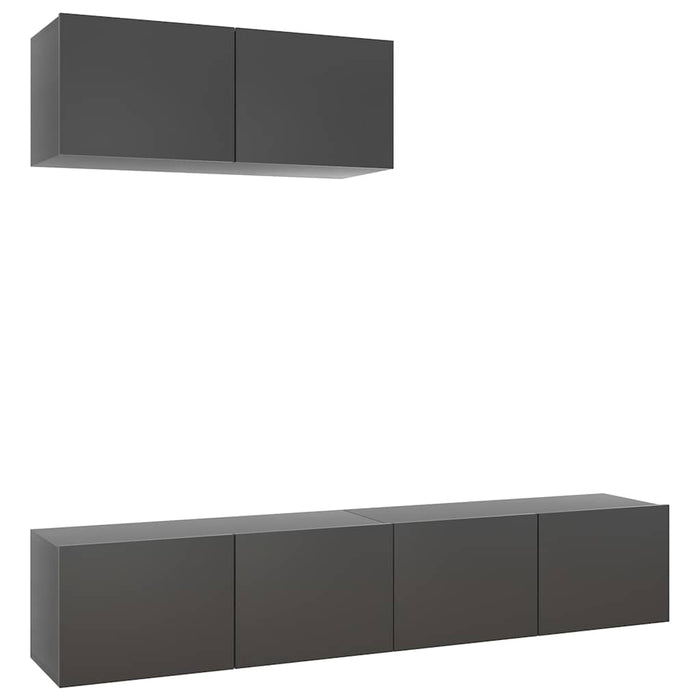 Set dulapuri TV, 3 piese, gri, lemn prelucrat WALTI