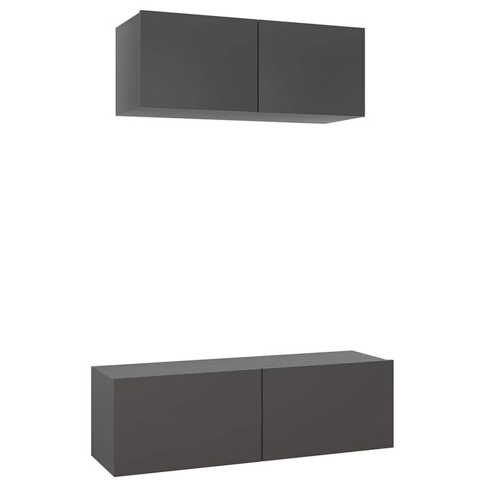 Set dulapuri TV, 2 piese, gri, lemn prelucrat WALTI