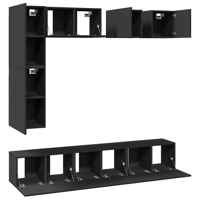 Set dulapuri TV, 8 piese, gri, lemn prelucrat WALTI
