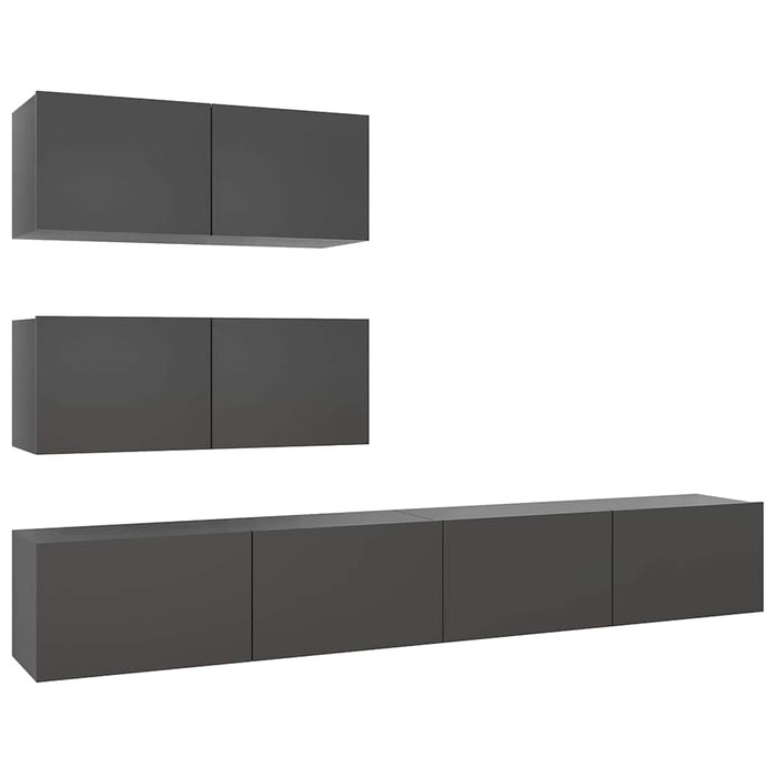 Set dulapuri TV, 4 piese, gri, lemn prelucrat WALTI