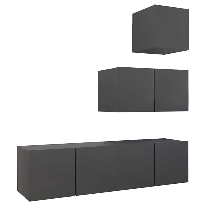 Set dulapuri TV, 4 piese, gri, lemn prelucrat WALTI