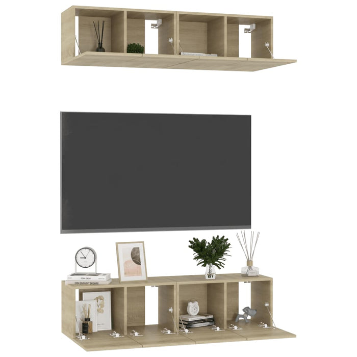 Dulapuri TV, 4 buc., stejar sonoma, 60x30x30 cm, lemn prelucrat - WALTI WALTI