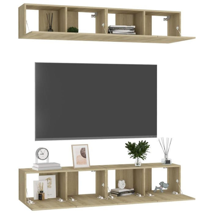 Dulapuri TV, 4 buc., stejar sonoma, 80x30x30 cm, lemn compozit - WALTI WALTI
