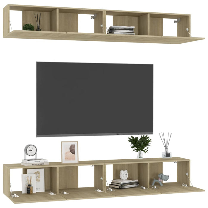 Dulapuri TV, 4 buc., stejar sonoma, 100x30x30 cm lemn prelucrat - WALTI WALTI