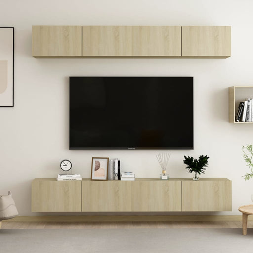 Dulapuri TV, 4 buc., stejar sonoma, 100x30x30 cm lemn prelucrat - WALTI WALTI