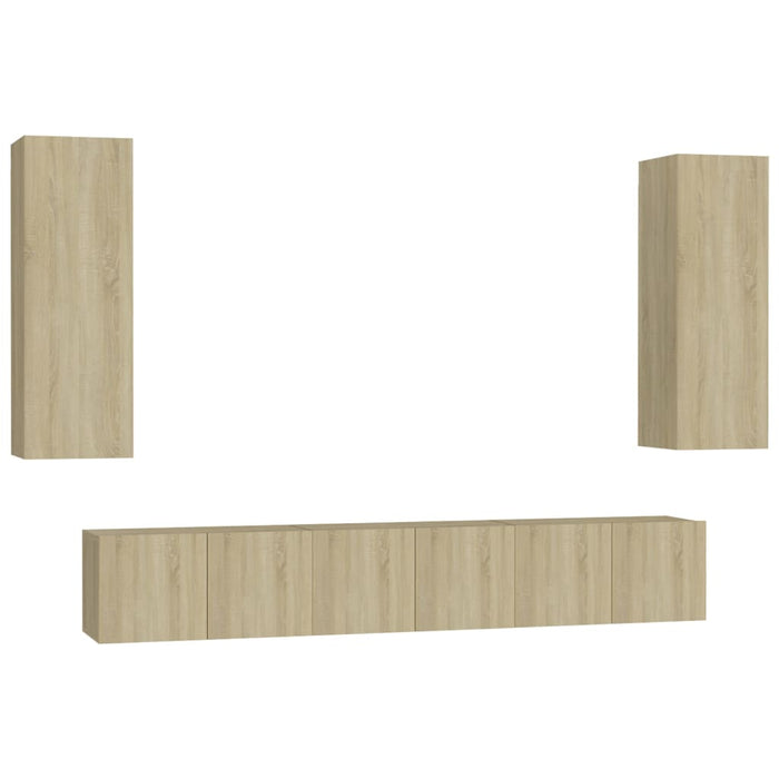 Set de dulapuri TV, 5 piese, stejar sonoma, lemn prelucrat - WALTI WALTI